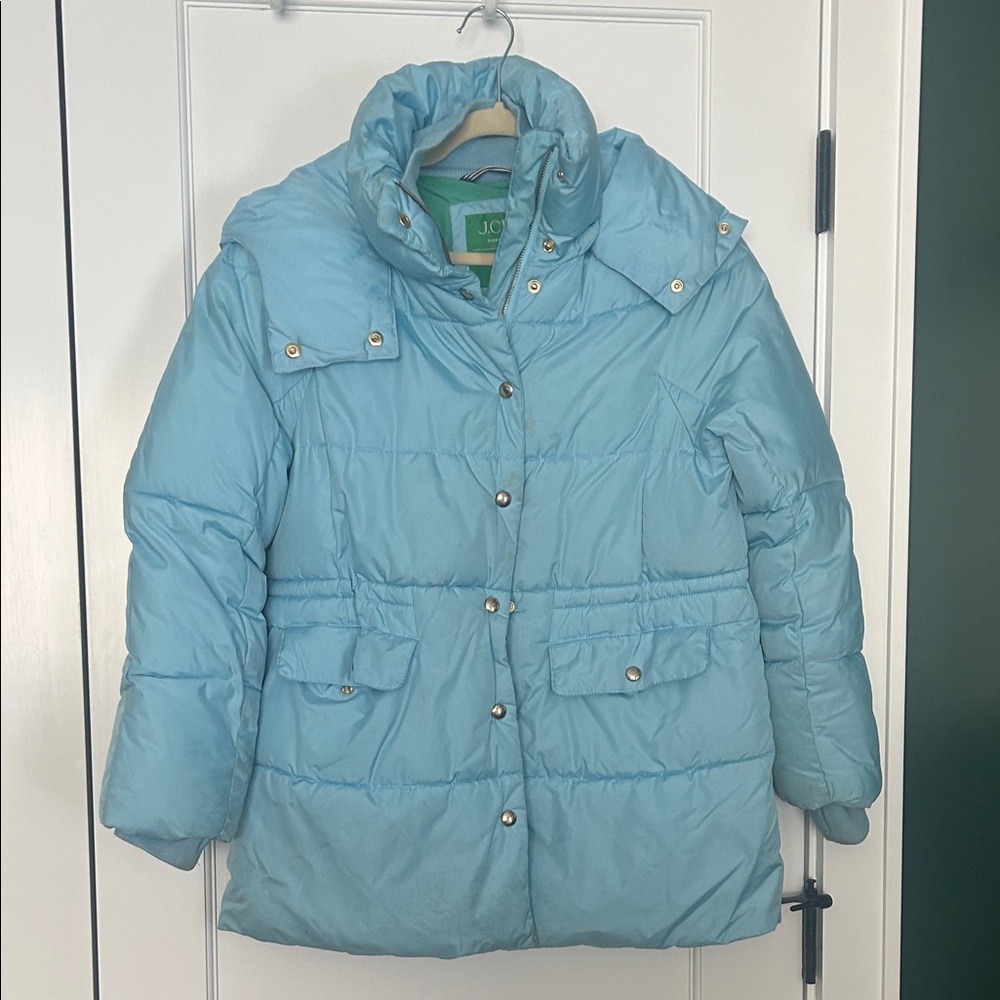 JCrew blue puffer coat